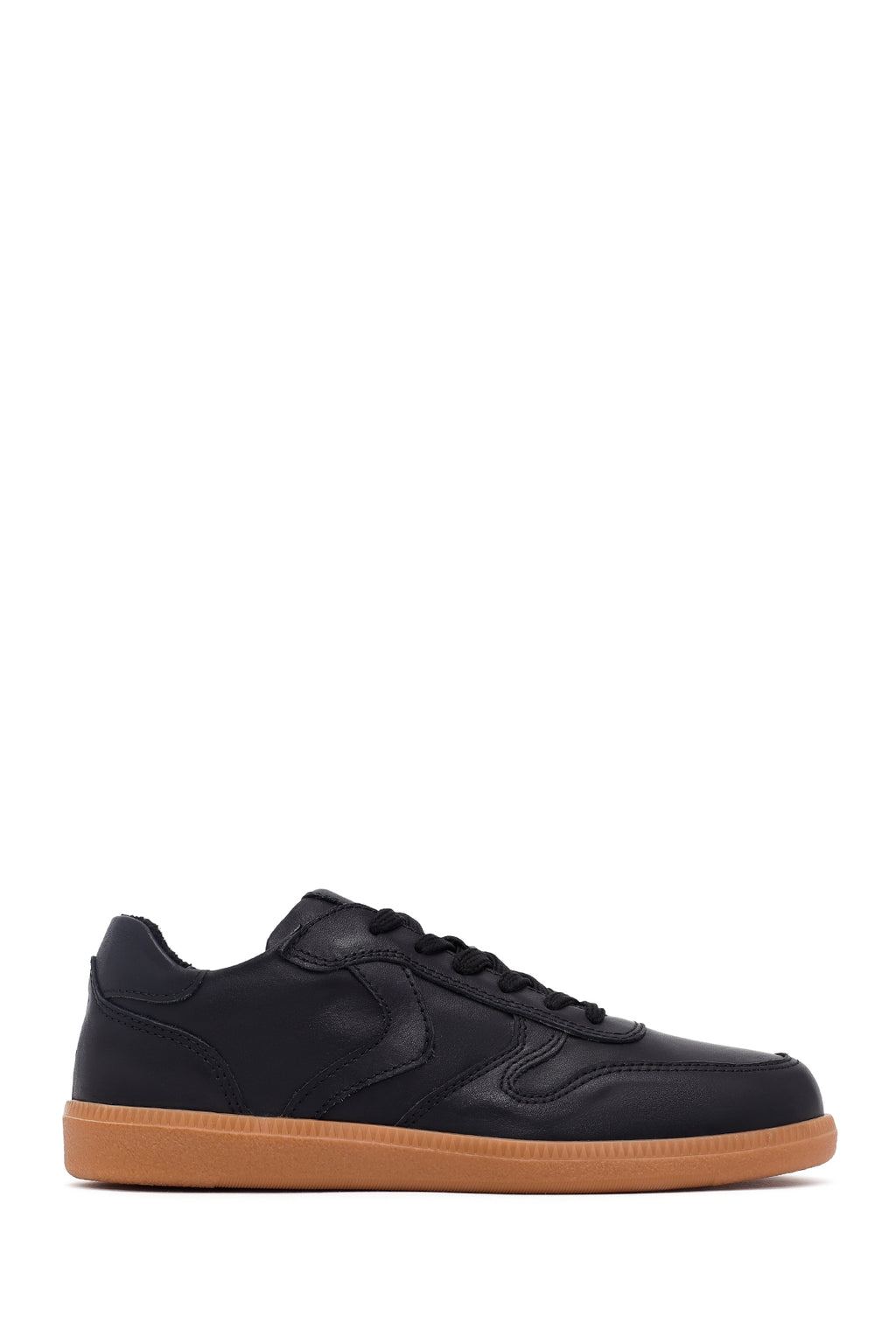 Kadın Siyah Bağcıklı Deri Sneaker