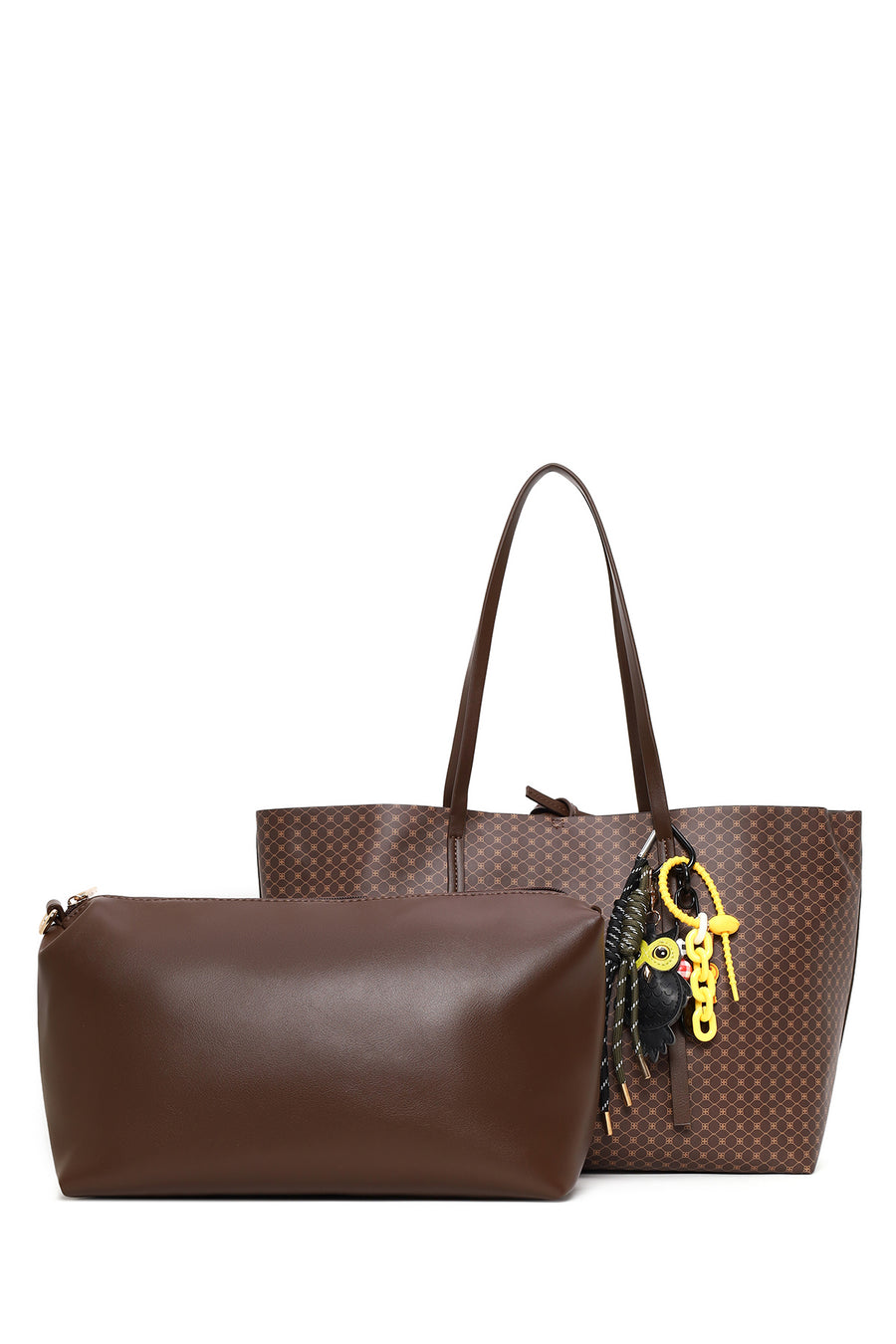 Woman Brown Accessory-Detail Printed Shoulder Bag