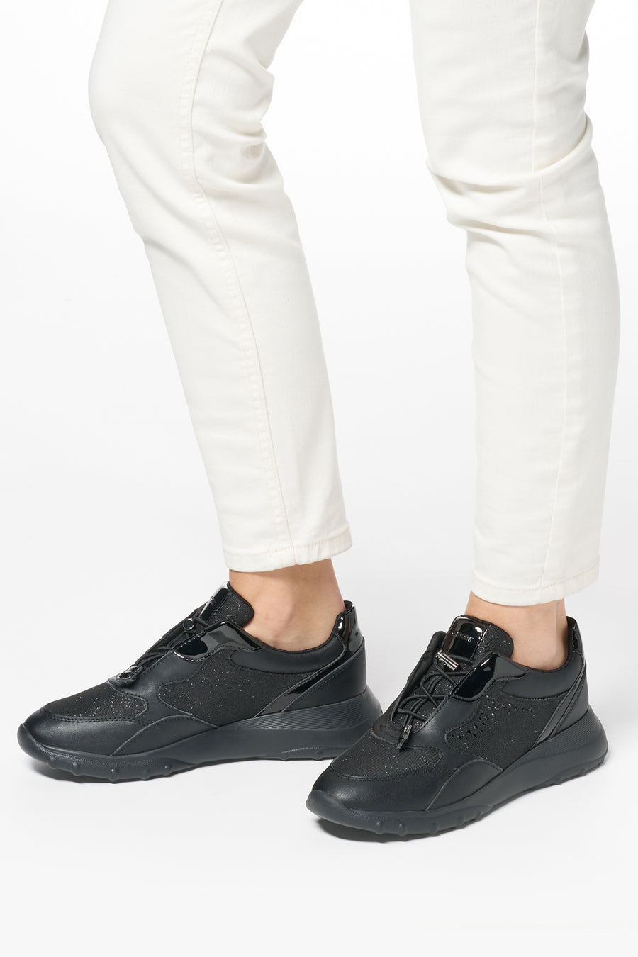 Geox Women's Black Alleniee B Stone Detailed Sneaker