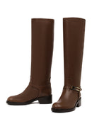 Women's Brown Buckled Leather Boot | Derimod