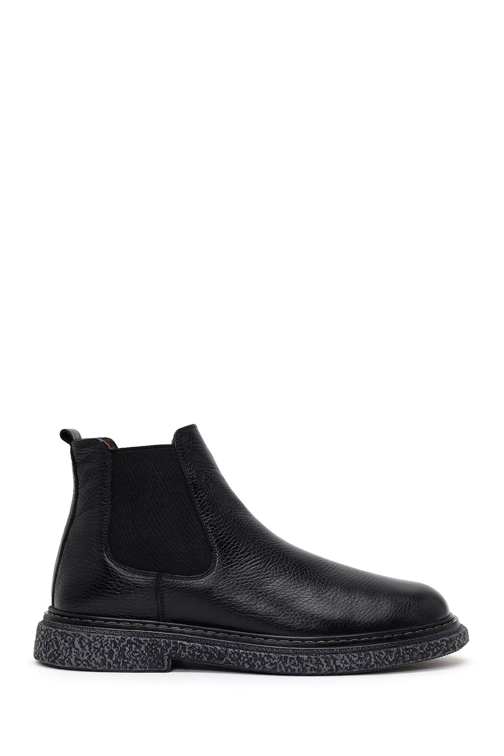 Erkek Siyah Deri Casual Chelsea Bot