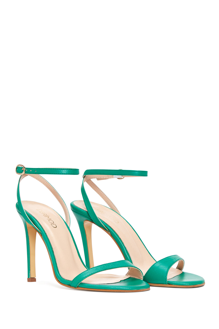Women's Green Leather Heeled Sandals