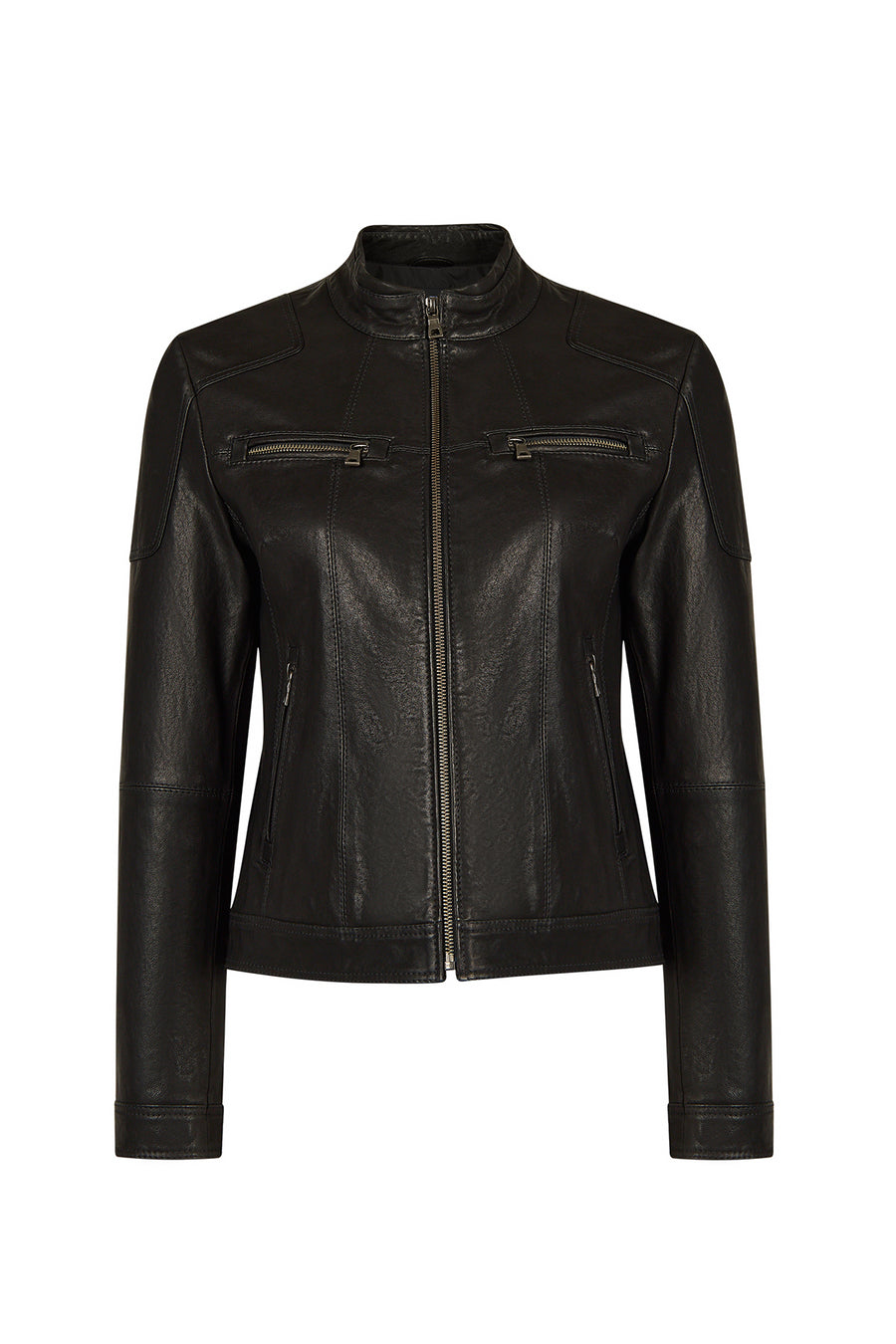 Smart Woman Black Short Leather Jacket 26WGD57202Z | Derimod