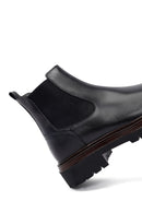 Male Black Thick-Soled Leather Chelsea Boots | Derimod