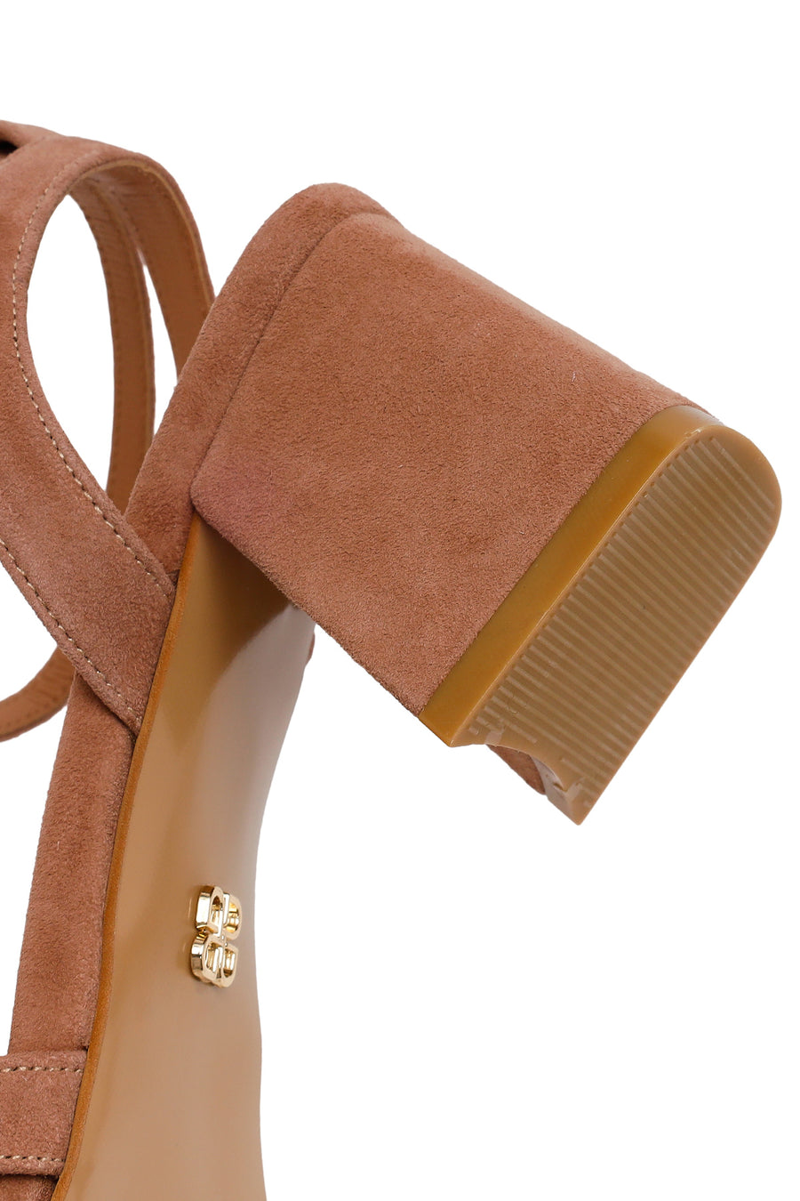 Woman Mink Ankle-Buckle Chunky-Heel Suede Leather Sandals