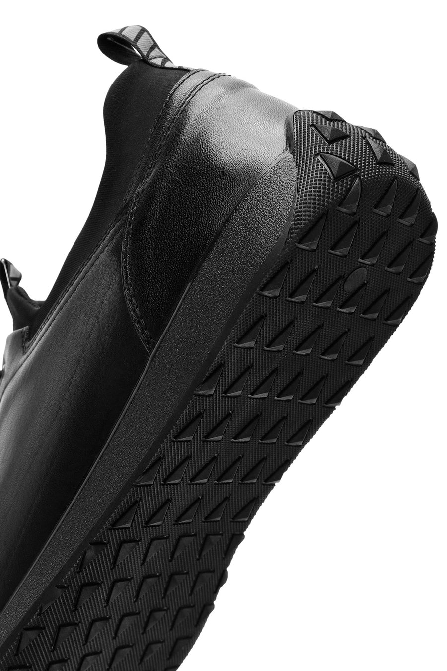 Erkek Siyah Bağcıklı Deri Sneaker