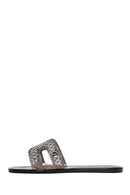 Women's Black Stone Jelly Slippers | Derimod