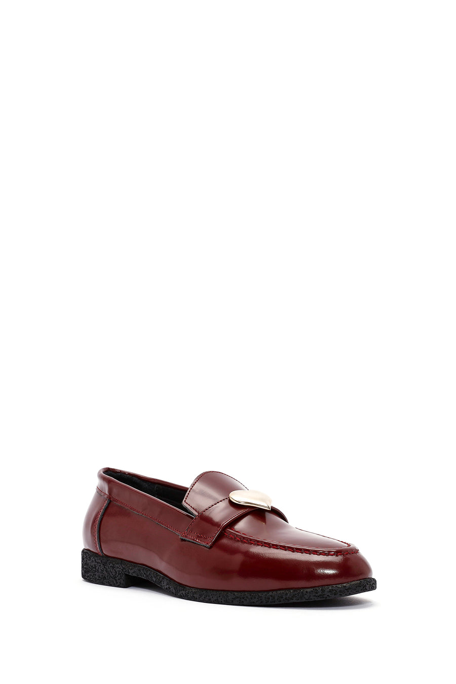 Women's Burgundy Accessory Detailed Leather Masculine Loafer