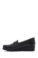 Women's Black Buckle Platform Leather Comfort Loafer | Derimod