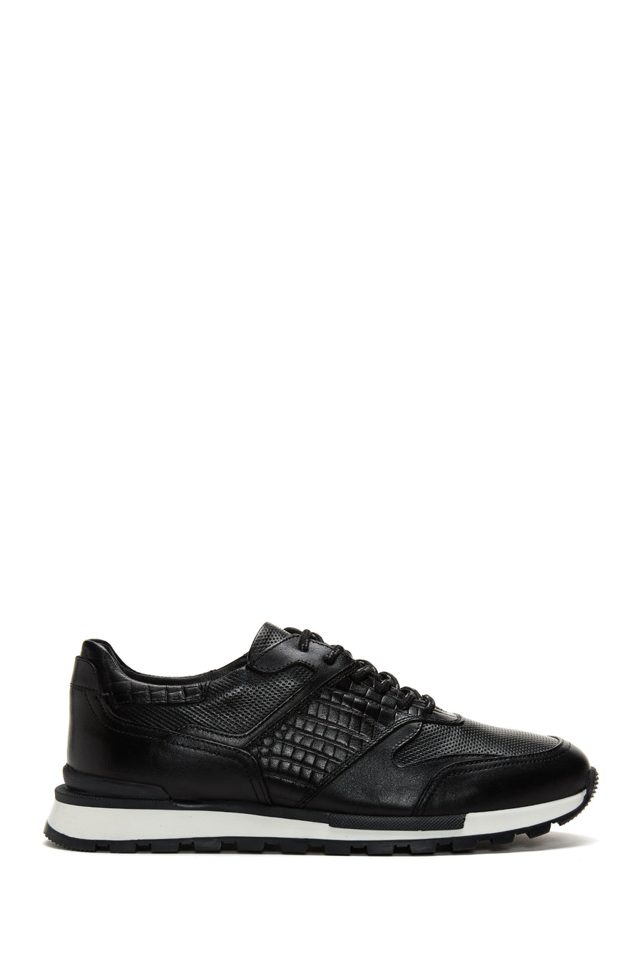 Men's Black Leather Printed Sneaker 22SFD610314 | Derimod