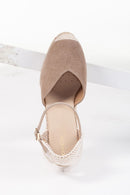 Geox Women's Beige Gelsa Wedge Heels Suede Leather Espadrille | Derimod