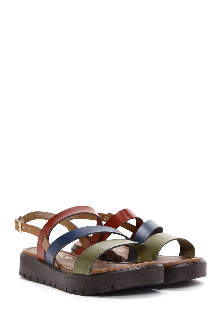 Women's Multicolored Thick-Soled Leather Bodrum Sandals