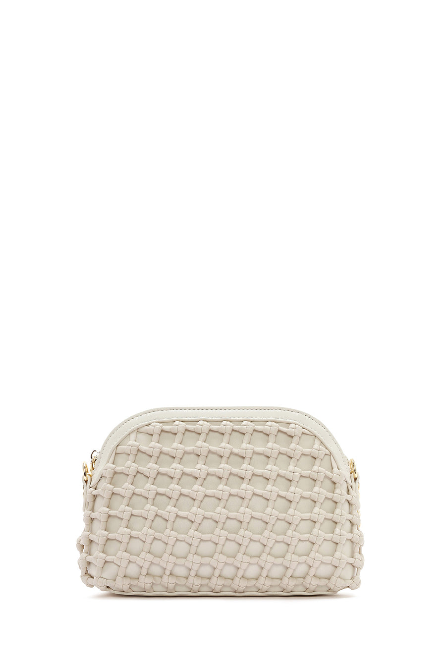Women's Beige Knitted Patterned Long Strap Crossbody Bag