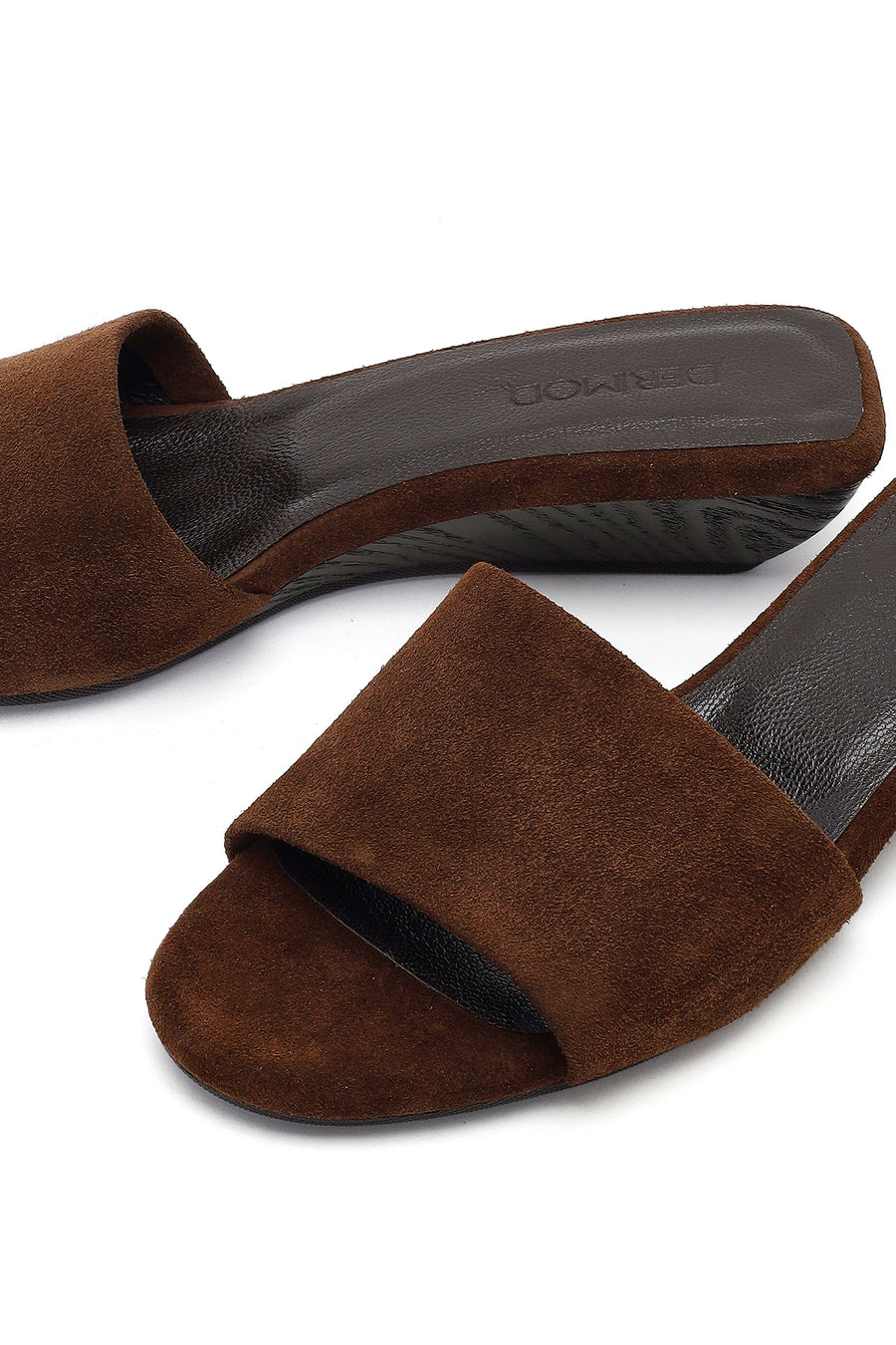 Women's Brown Thick-Soled Suede Leather Slippers