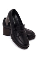 Kadın Siyah Kalın Topuklu Deri Maskülen Loafer | Derimod