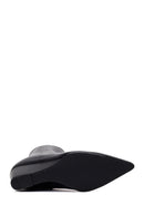 Kadın Siyah Fermuarlı Dolgu Topuklu Deri Bot | Derimod