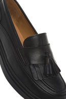 Women's Black Tassel Leather Loafer | Derimod