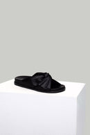 Women's Black Faux Leather Slippers | Derimod