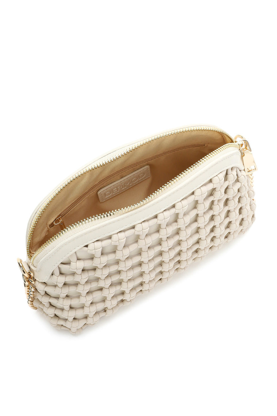 Women's Beige Knitted Patterned Long Strap Crossbody Bag