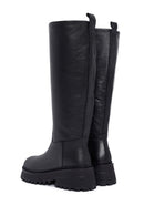 Women's Black Zippered Leather Boots | Derimod