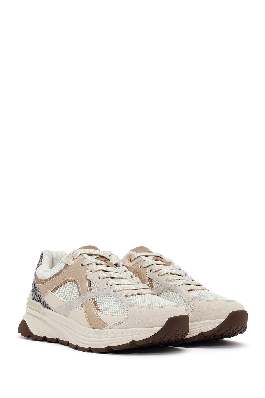Woman Beige Lace-up Chunky Sneaker
