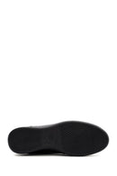 Women's Black Zippered Wedge Heel Leather Comfort Shoes | Derimod