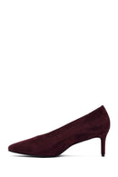 Kadın Bordo Kısa İnce Topuklu Süet Deri Stiletto | Derimod