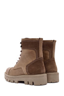 Men's Green Lace-Up Zipper Detailed Leather Casual Boots | Derimod
