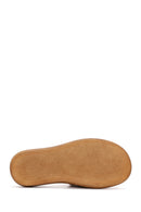 Women's Tan Leather Comfort Slippers | Derimod