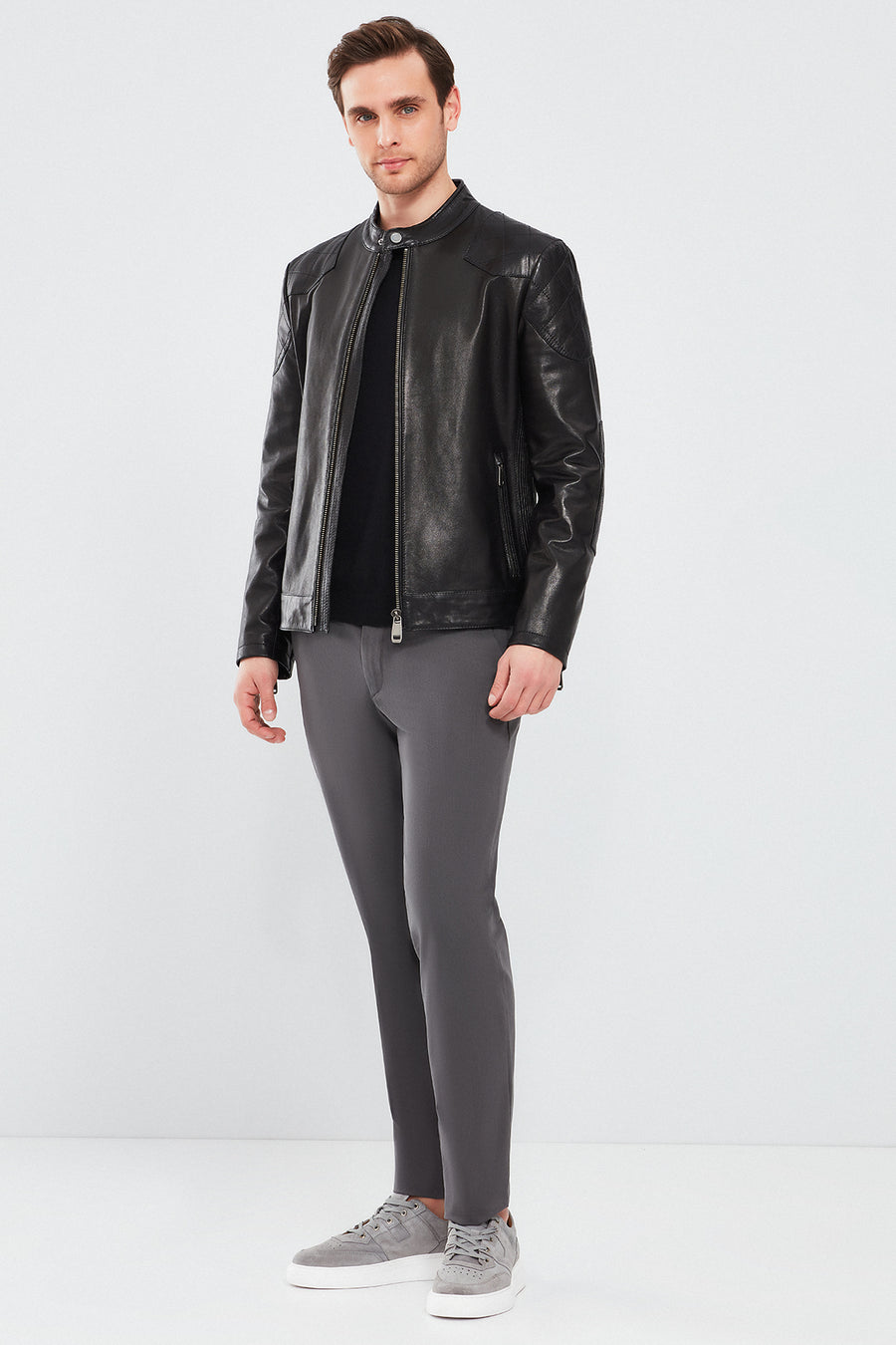 Jackson Men's Black Slim-Fit Sports Leather Coat