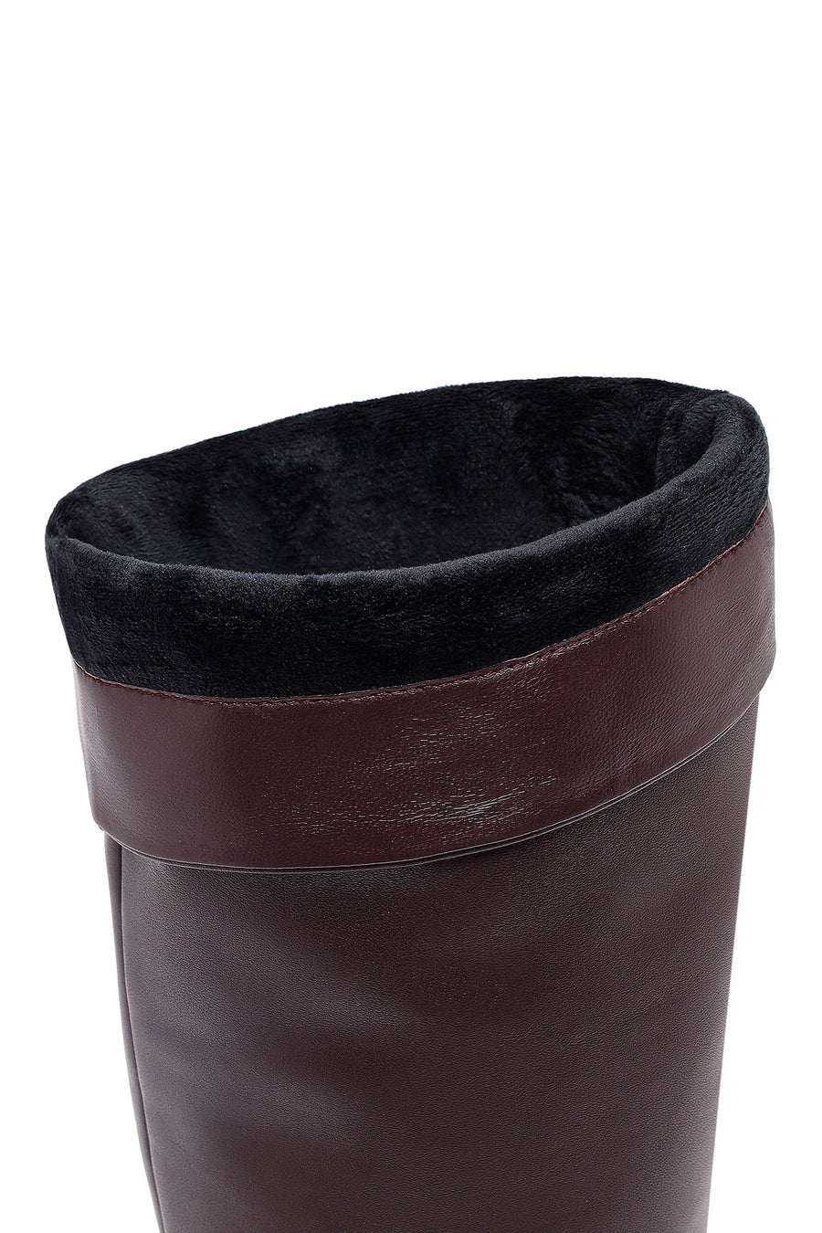 Women's Burgundy Thick Heeled Leather Boot