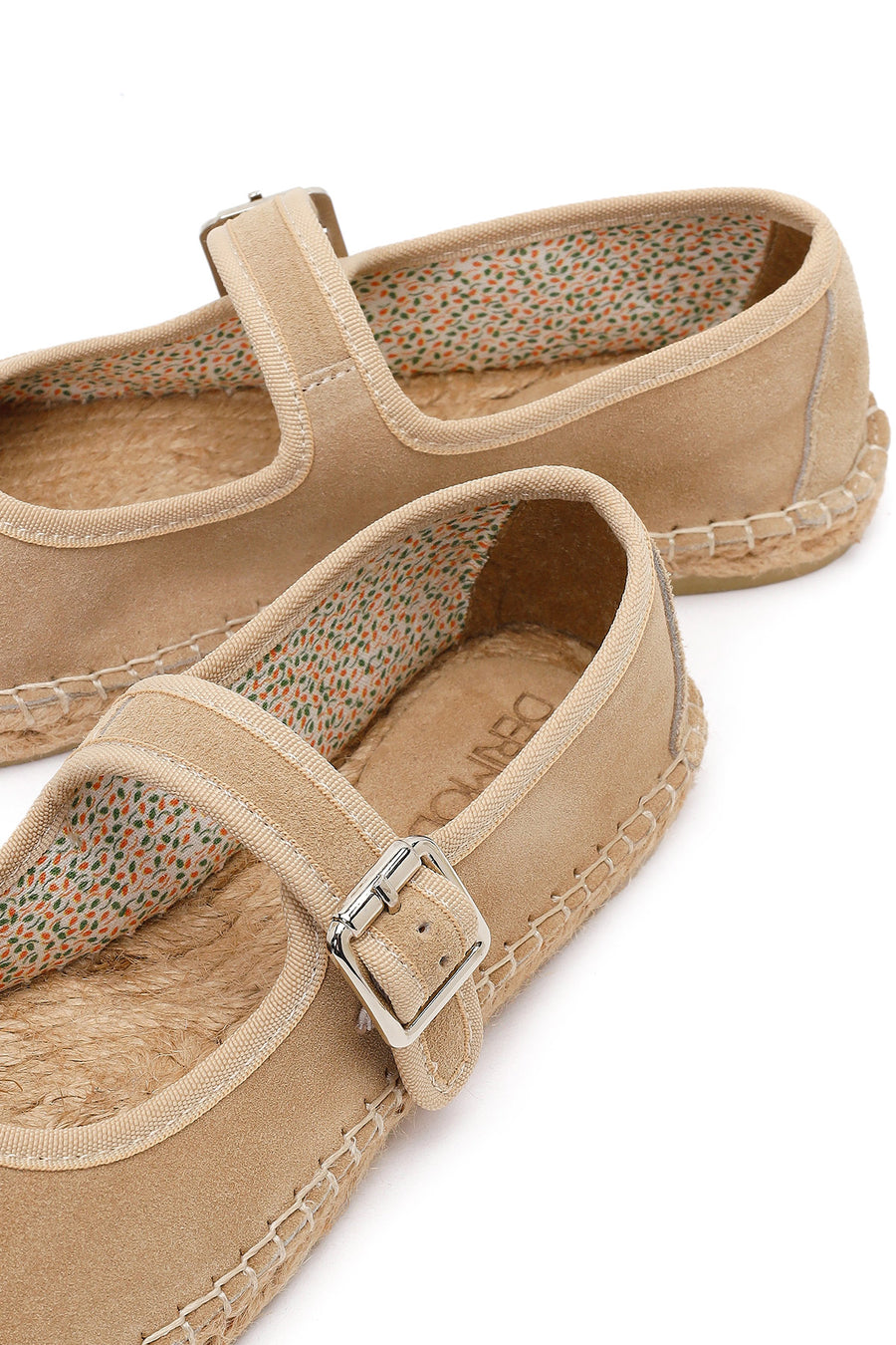 Women's Beige Strap Suede Leather Espadrilles