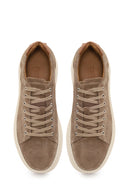 Male Beige Lace-Up Thick-Soled Suede Leather Sneaker | Derimod