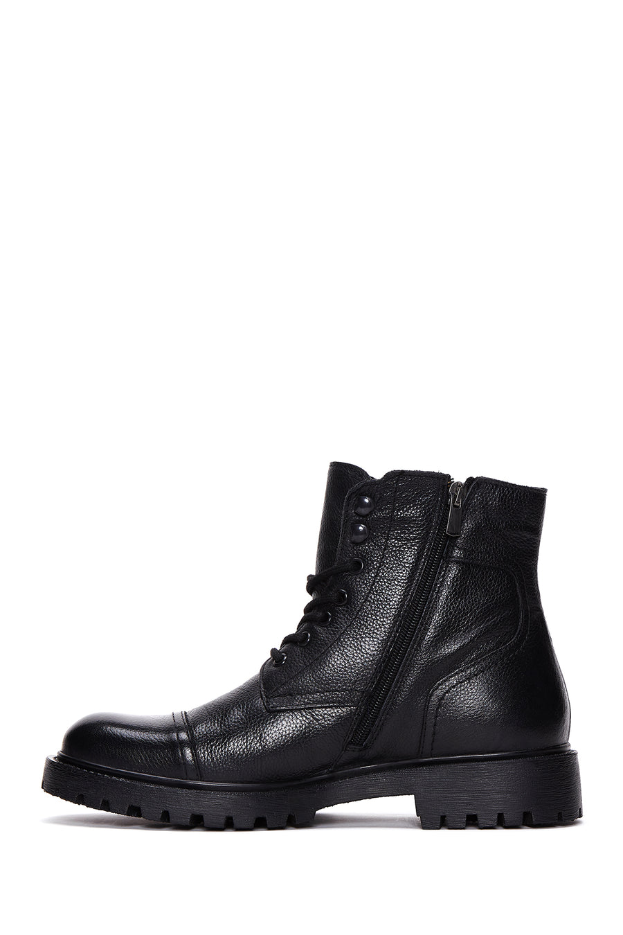Men's Black Leather Zippered Boots