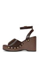 Woman Brown Ankle-Buckle Wedge-Heel Sandals | Derimod