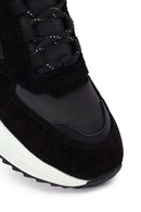 Kadın Siyah Bağcıklı Kalın Tabanlı Deri Sneaker | Derimod
