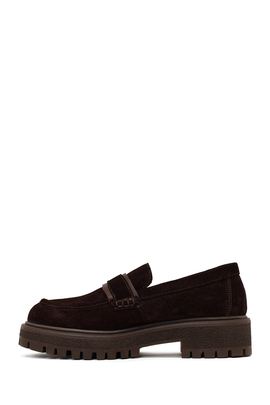 Woman Brown Thick-soled Suede Leather Masculine Loafer