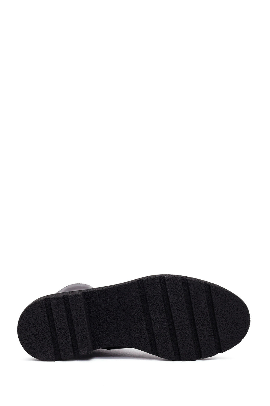 Women's Black Zippered Thick-Soled Leather Ankle Boots