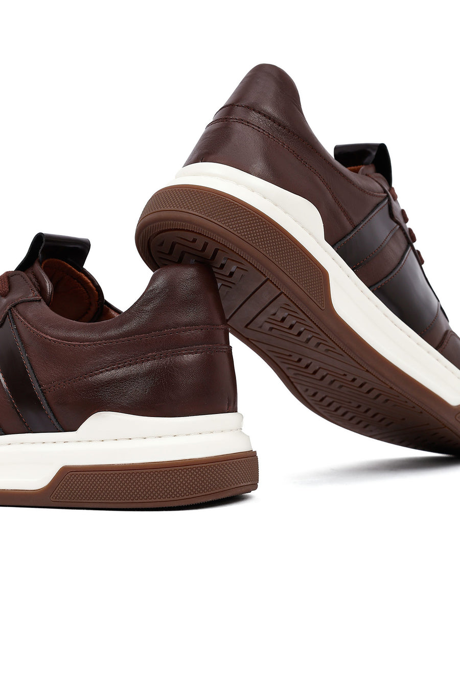 Men's Brown Lace-Up Leather Sneakers