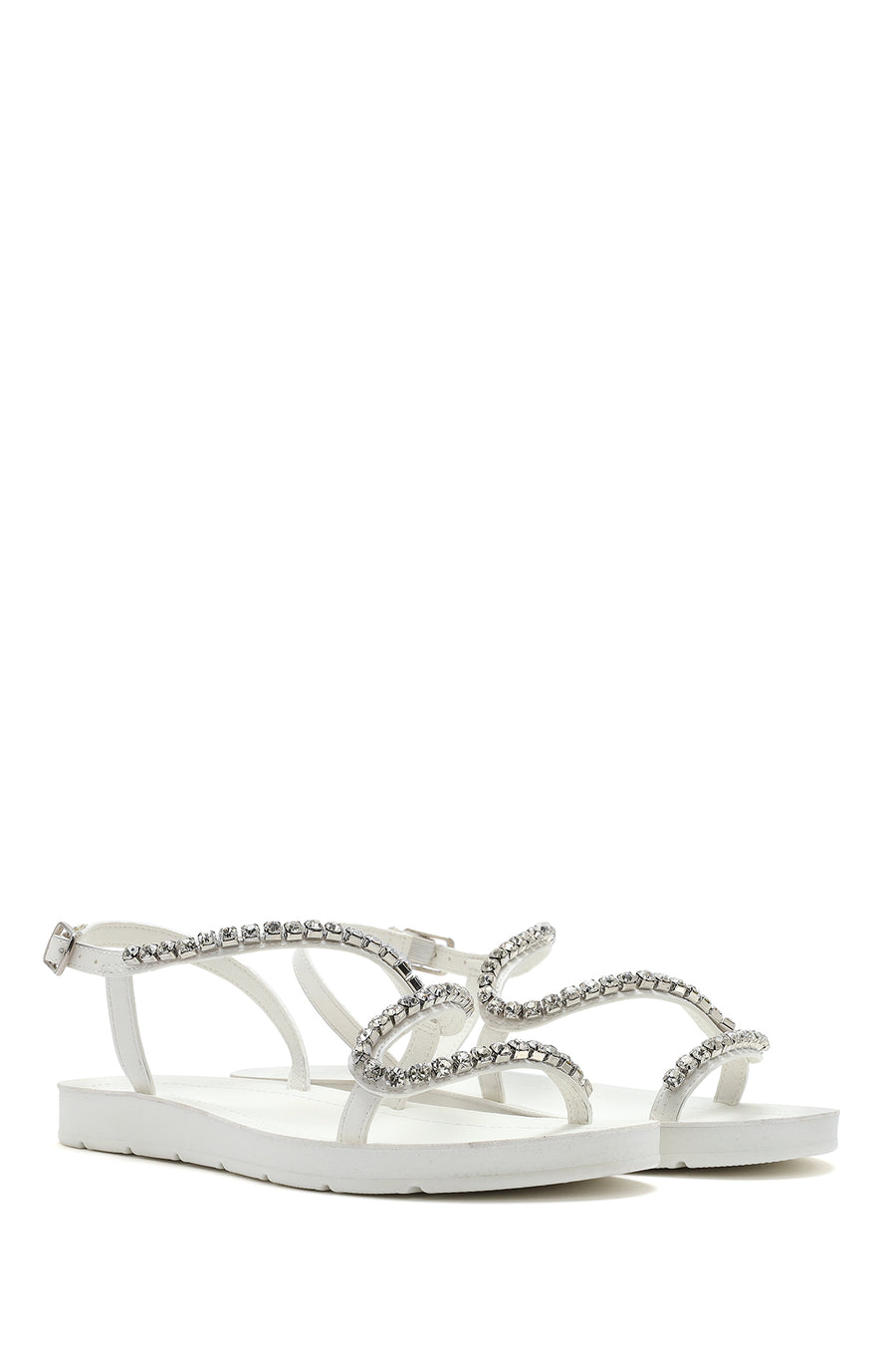 Women's White Stone Sandals
