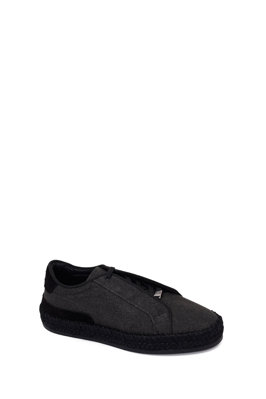 Male Black Lace-Up Thick-Soled Suede Espadrilles