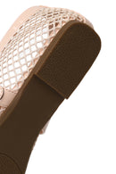 Woman Beige Mesh Ballerine flats | Derimod