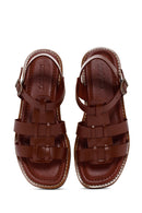 Women's Brown Ankle Strap Leather Sandals | Derimod