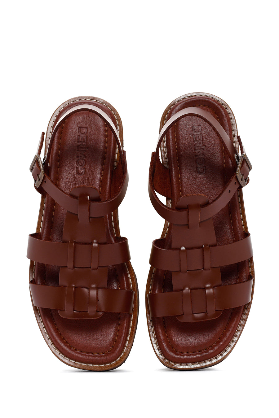 Women's Brown Ankle Strap Leather Sandals
