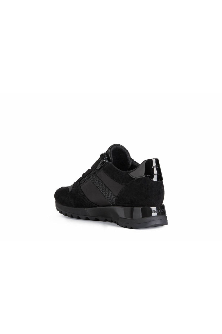 Geox Women's Black Tabelya Thick Soled Leather Sneaker