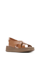 Women's Brown Thick Soled Leather Comfort Sandals | Derimod