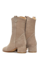 Women's Heeled Suede Leather Cowboy Boots | Derimod