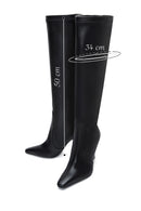 Women's Black Leather Heeled Boots | Derimod