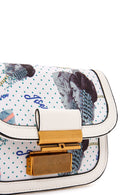 Women's White Long Strap Printed Crossbody Bag | Derimod