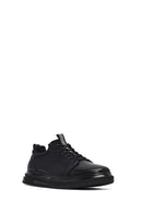 Erkek Siyah Bağcıklı Deri Sneaker | Derimod